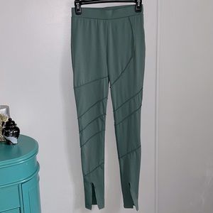 New Fashion Nova High Waisted Exterior Seems Split Ankle Sage Stretch Leggings